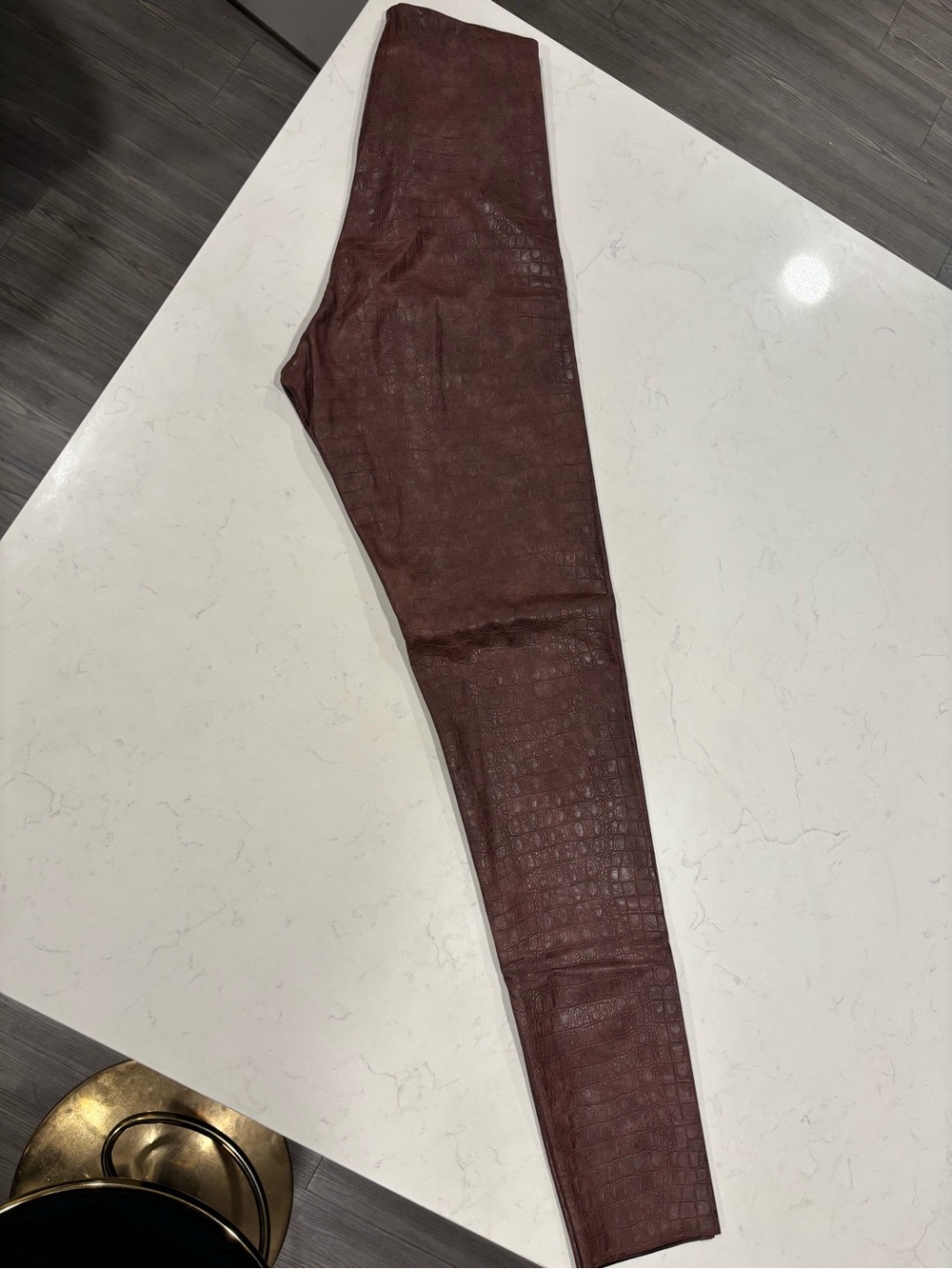 Commando Faux Croc High-Waist Leggings in Brown - Picture 4 of 8